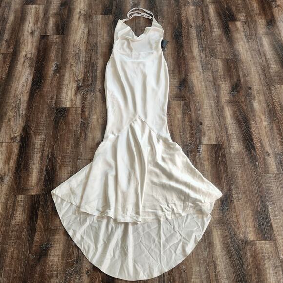 Retrofete Eve Dress in Ivory Size Medium Maxi Open Back Cowl Neckline NWT Bridal - Picture 3 of 15